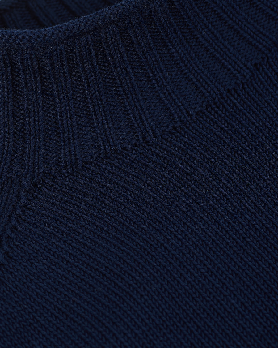 Heren | Truien | Stenströms | Cotton Mock Neck Sweater Navy