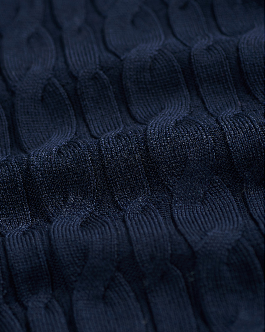 Heren | Truien | Stenströms | Contrast Merino Cable Cardigan Navy