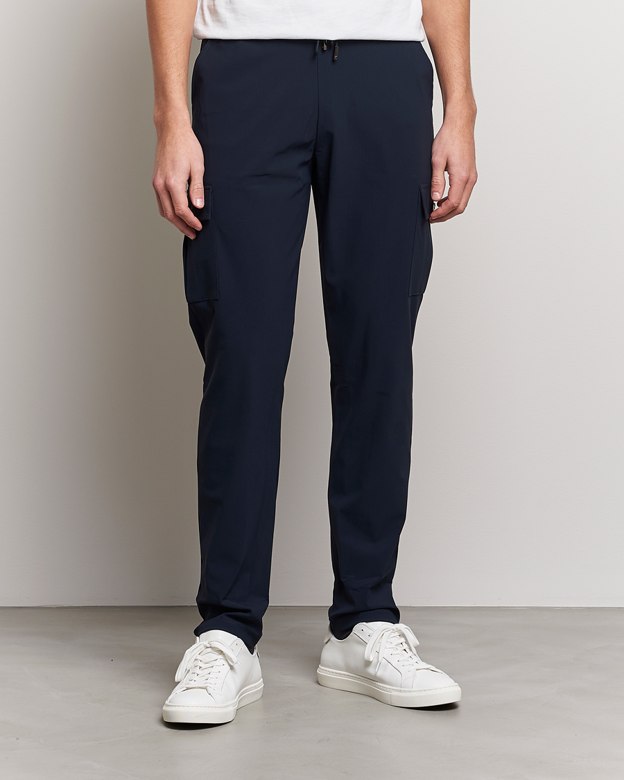 Heren | Business & Beyond | Stenströms | Active Jersey Leisure Cargo Pants Navy