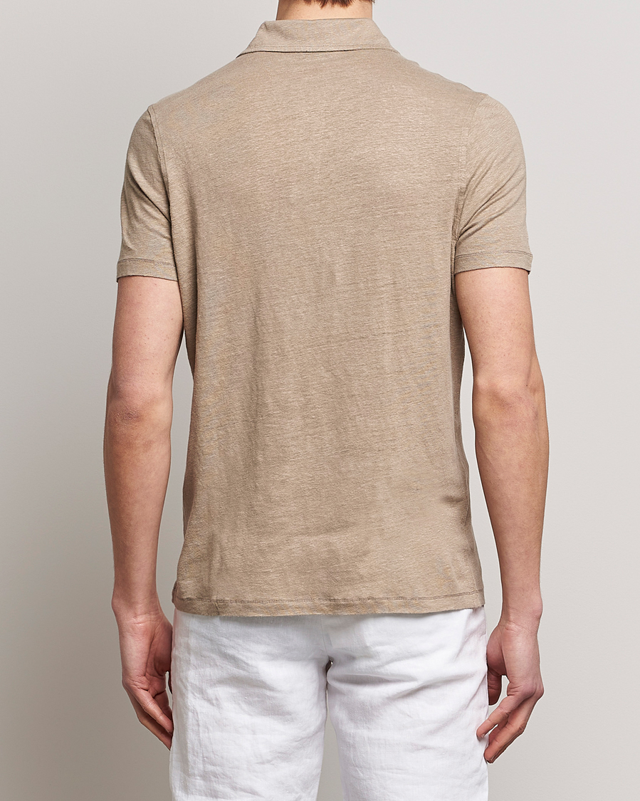 Heren | Polo's | Stenströms | Linen Polo Shirt Beige