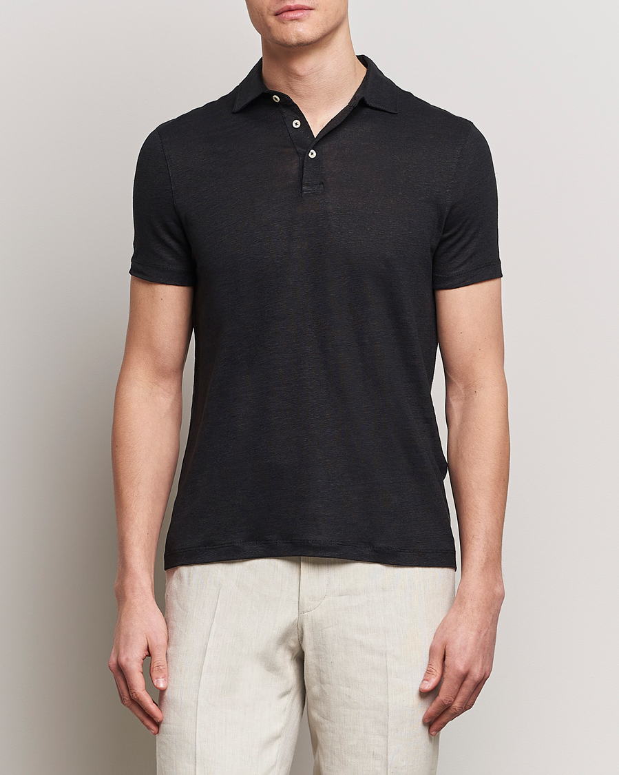 Heren | Nieuws | Stenströms | Linen Polo Shirt Black