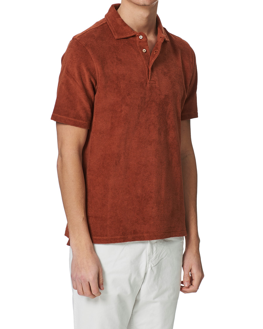 Heren | Polo's | Stenströms | Towelling Cotton Poloshirt Rust