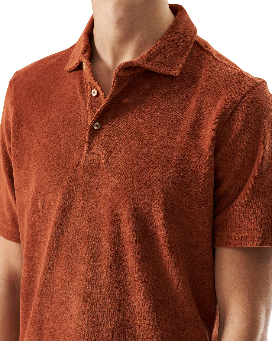 Heren | Polo's | Stenströms | Towelling Cotton Poloshirt Rust