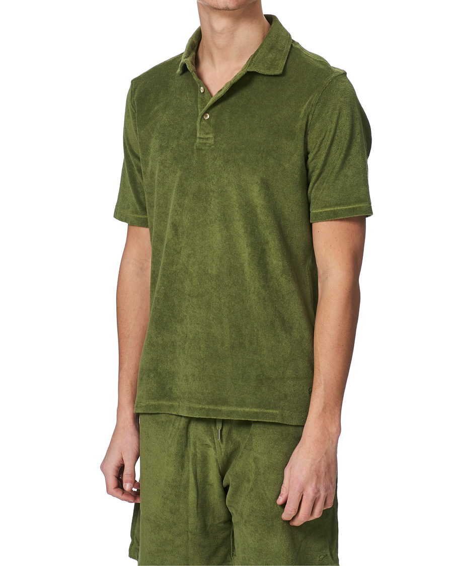 Heren | Polo's | Stenströms | Towelling Cotton Poloshirt Green