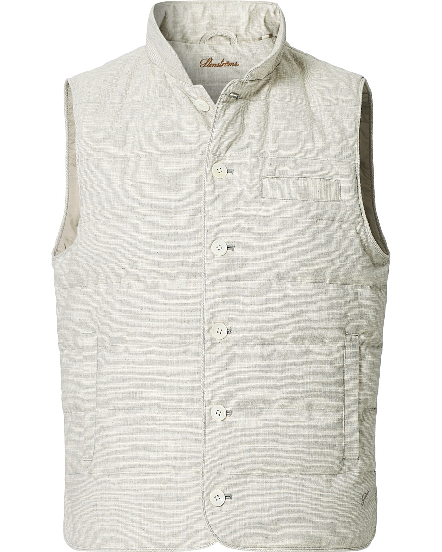 Heren | Jassen | Stenströms | Quilted Cotton Linen Vest Grey