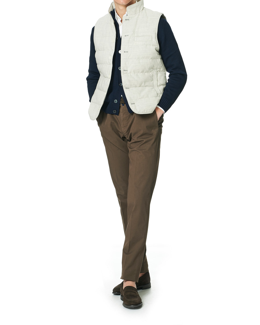 Heren | Jassen | Stenströms | Quilted Cotton Linen Vest Grey