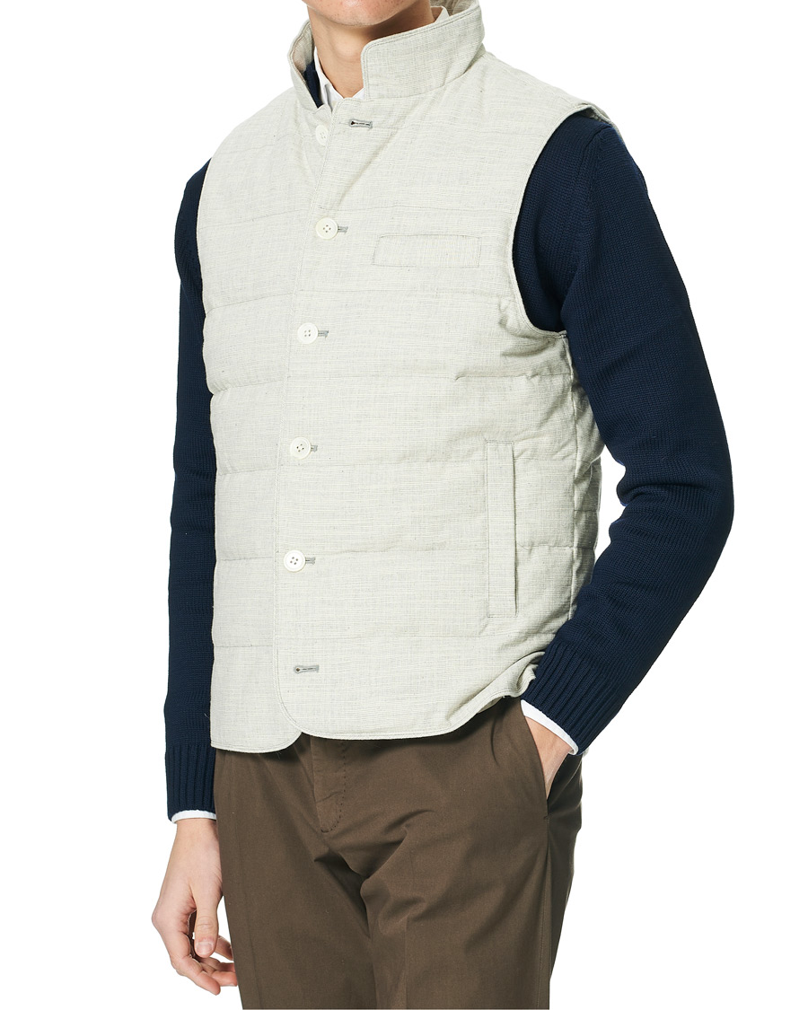 Heren | Jassen | Stenströms | Quilted Cotton Linen Vest Grey