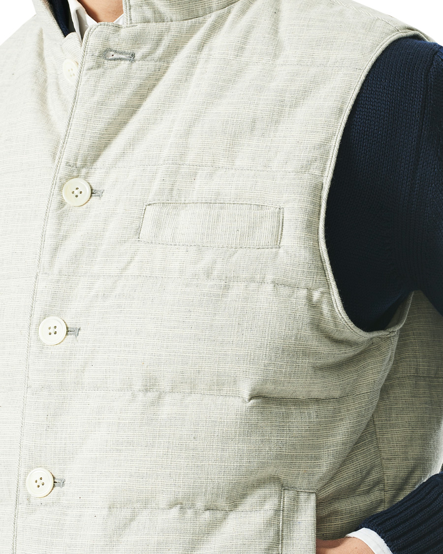 Heren | Jassen | Stenströms | Quilted Cotton Linen Vest Grey