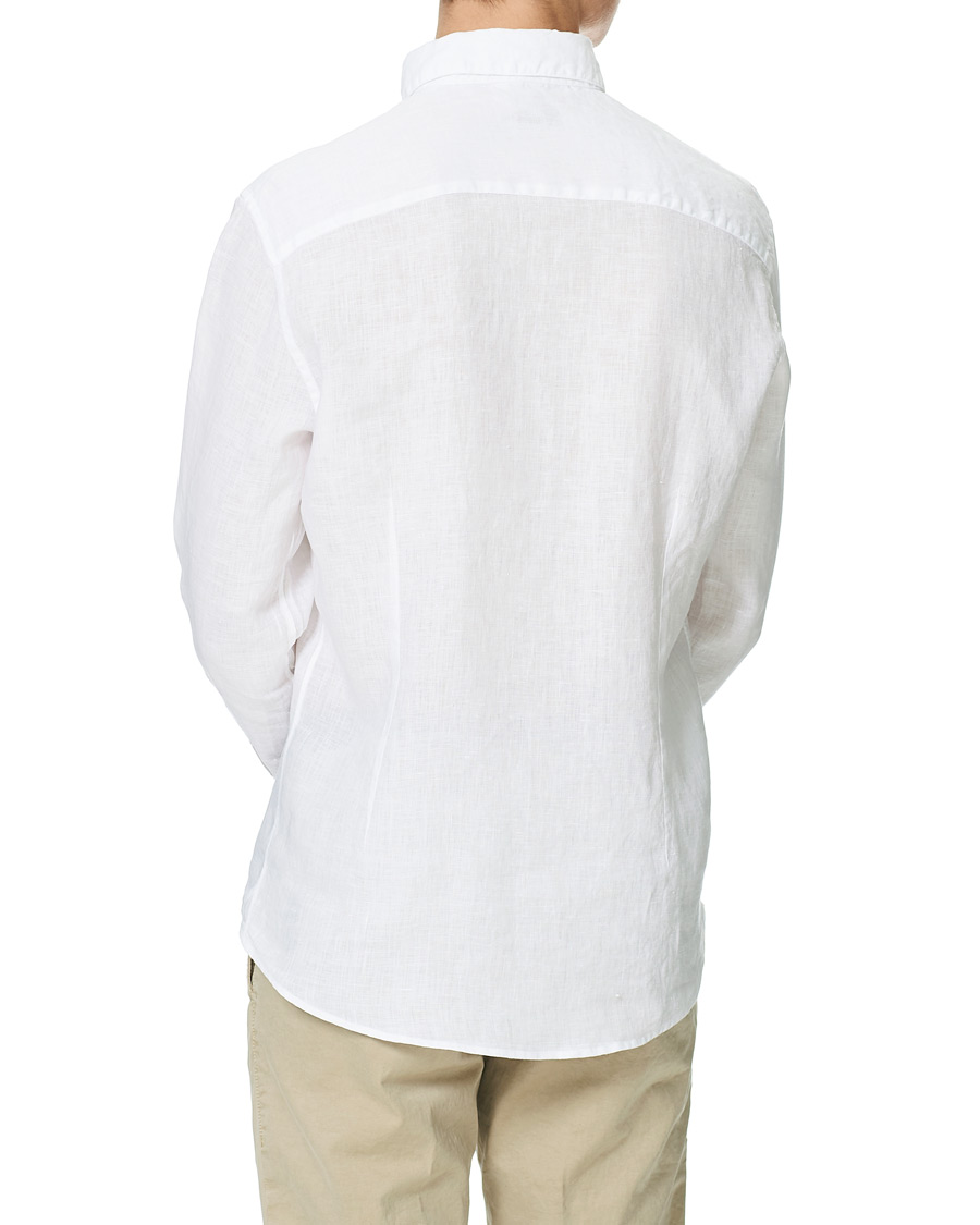 Heren | Overhemden | Stenströms | Slimline Button Down Linen Shirt White