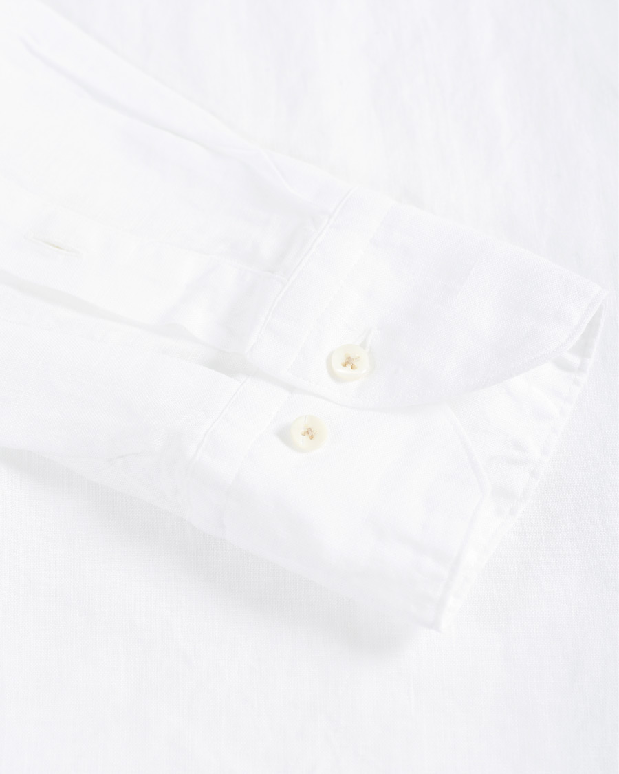 Heren | Overhemden | Stenströms | Slimline Button Down Linen Shirt White