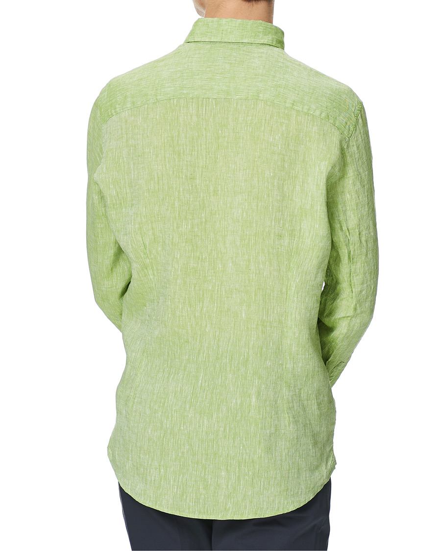 Heren | Overhemden | Stenströms | Slimline Button Down Linen Shirt Pistachio