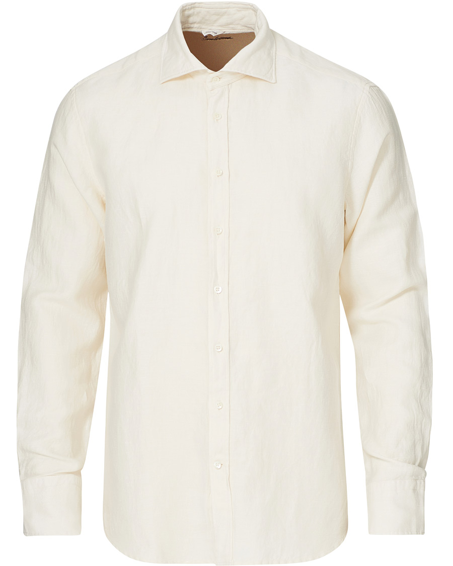 Heren | Overhemden | Stenströms | Fitted Body Heavy Washed Cotton/Linen Shirt White