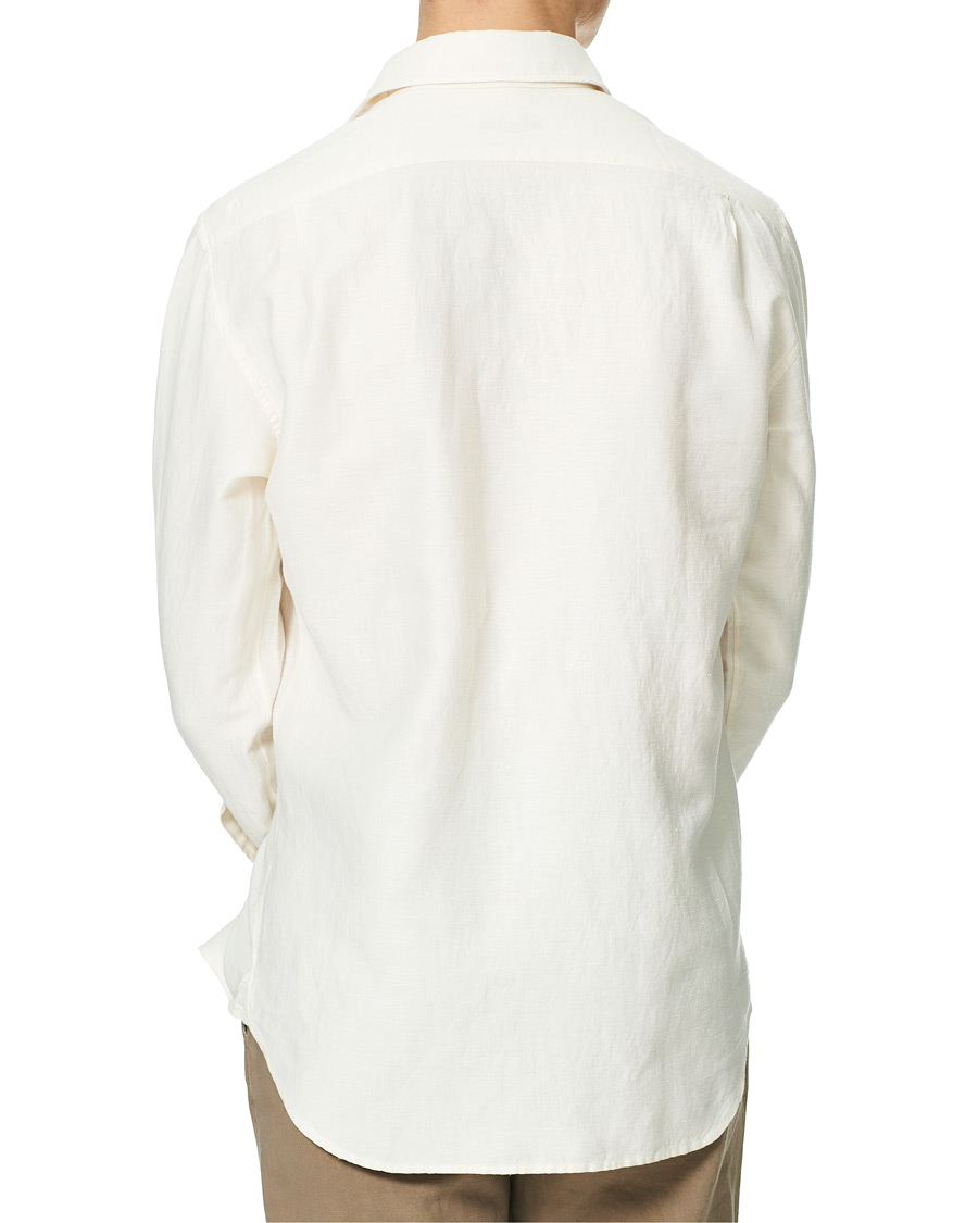 Heren | Overhemden | Stenströms | Fitted Body Heavy Washed Cotton/Linen Shirt White