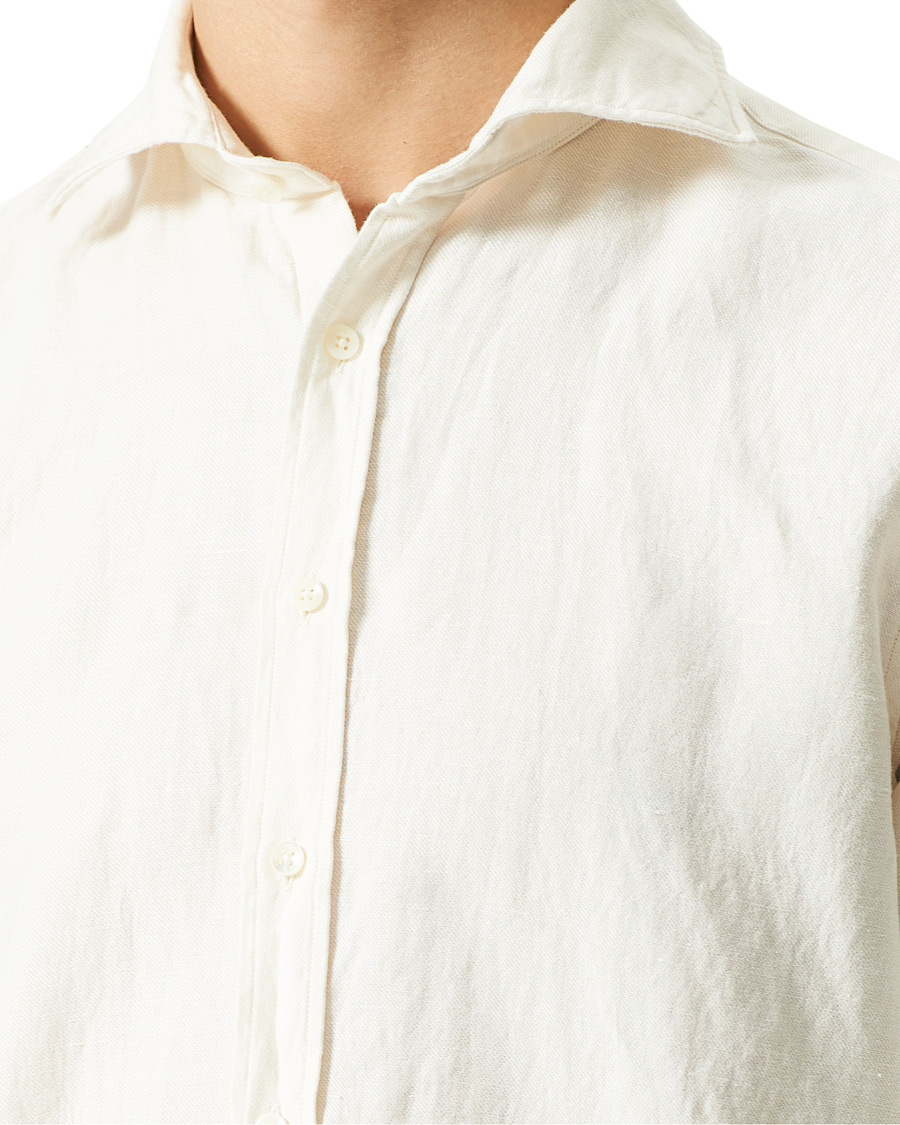 Heren | Overhemden | Stenströms | Fitted Body Heavy Washed Cotton/Linen Shirt White