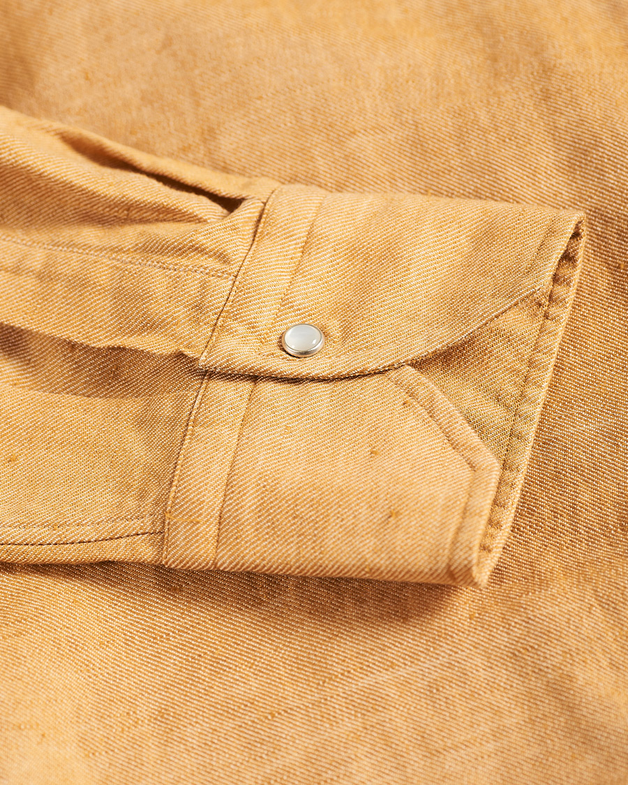 Heren | Overhemden | Stenströms | Fitted Body Heavy Washed Cotton/Linen Shirt Orange