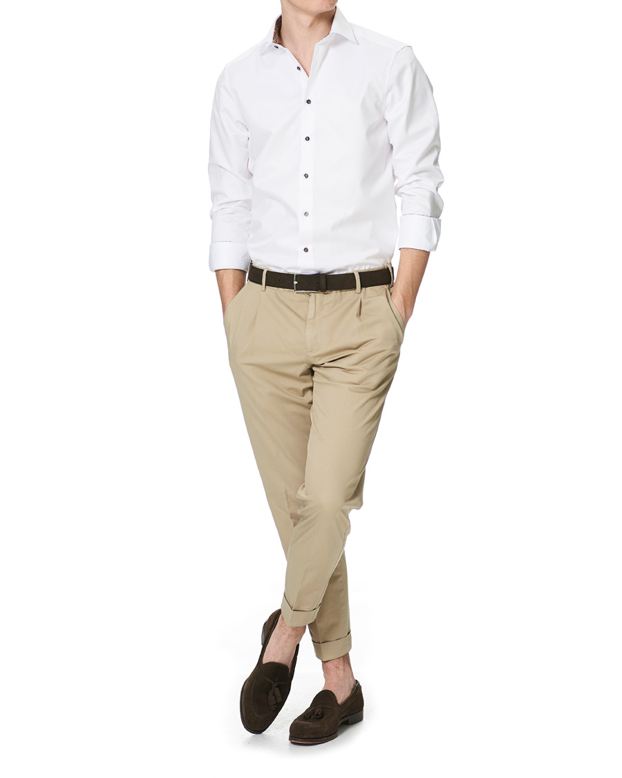 Heren | Overhemden | Stenströms | Slimline Paisley Contrast Shirt White