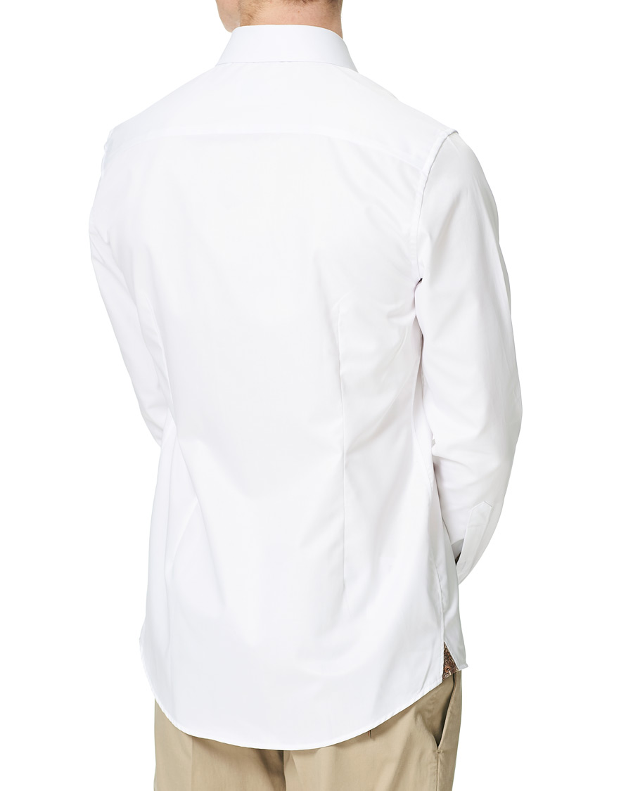 Heren | Overhemden | Stenströms | Slimline Paisley Contrast Shirt White