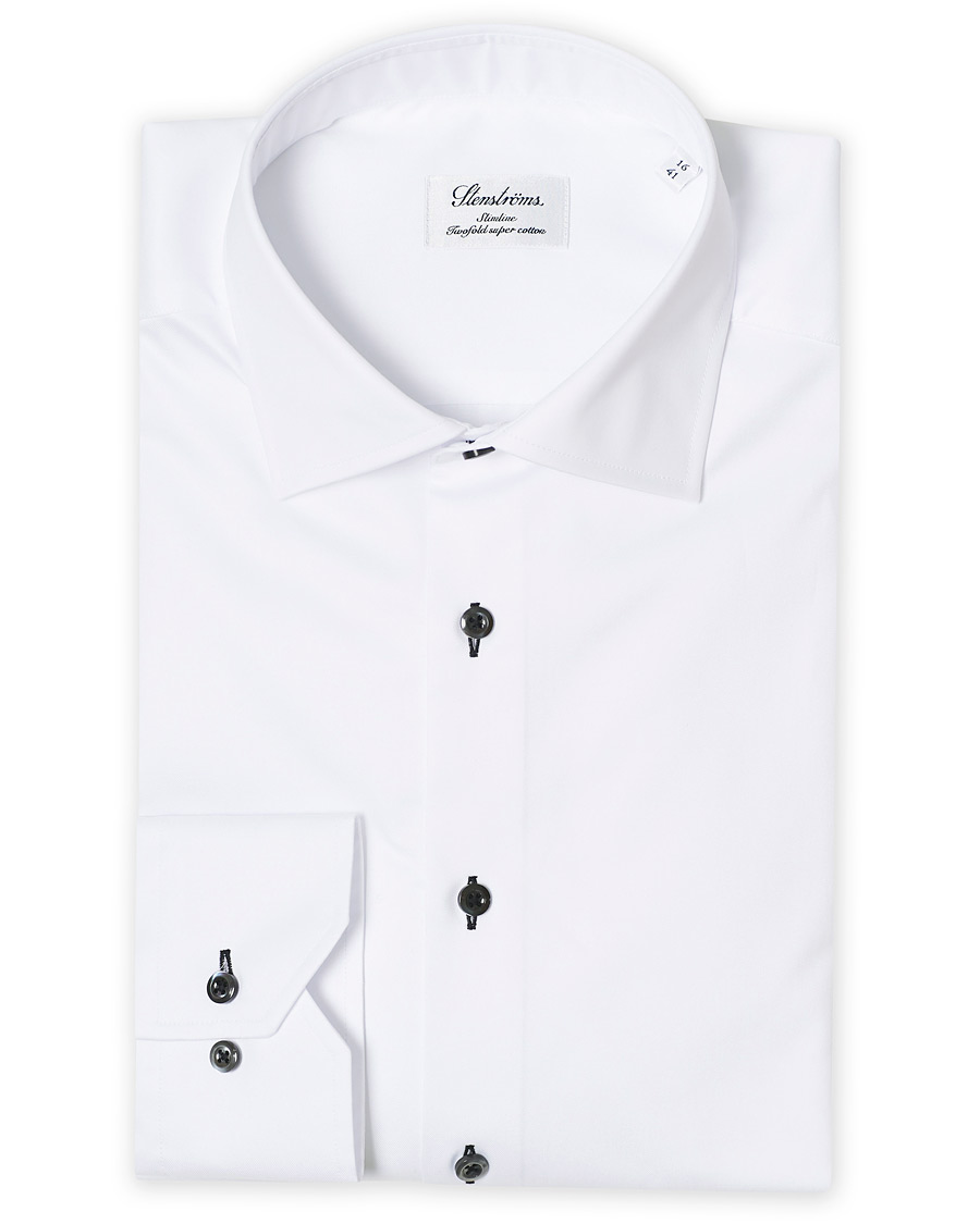 Heren | Overhemden | Stenströms | Slimline Cut Away Shirt White