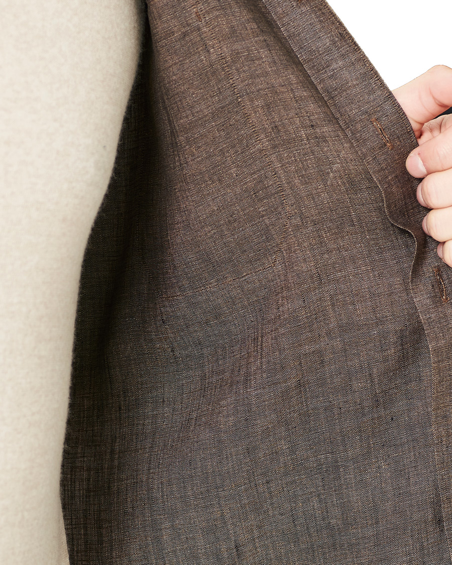 Heren | Overhemden | Stenströms | 1899 Slimline Linen Shacket Brown