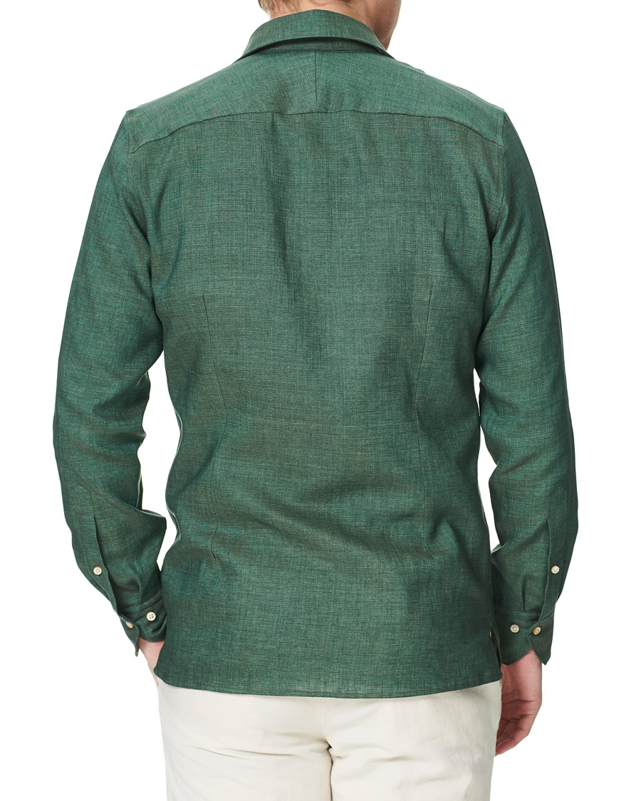 Heren | Overhemden | Stenströms | 1899 Slimline Linen Shacket Green