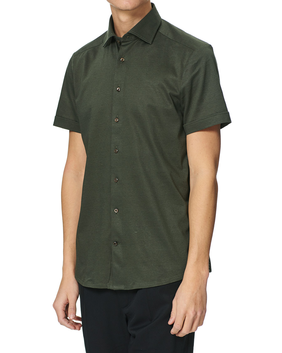 Heren | Overhemden | Stenströms | Cotton/Linen Short Sleeve Shirt Green