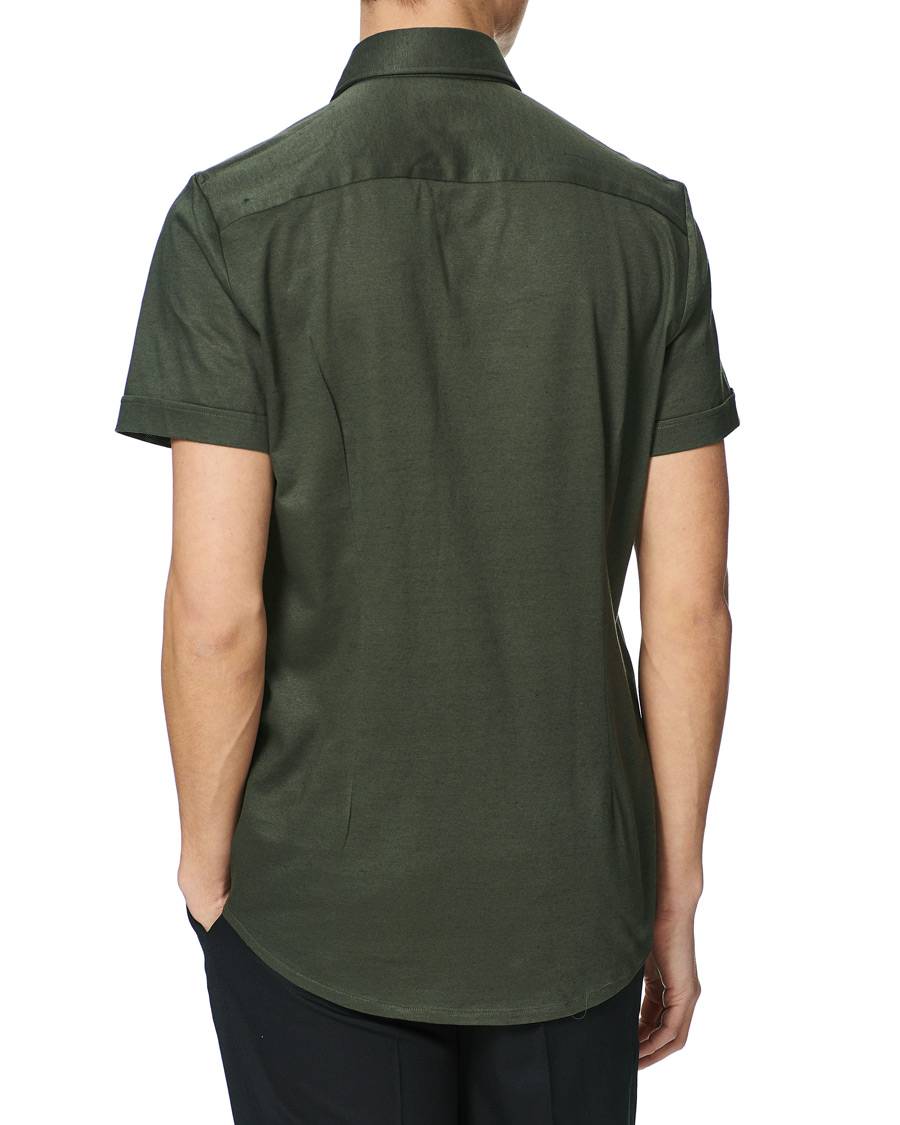 Heren | Overhemden | Stenströms | Cotton/Linen Short Sleeve Shirt Green
