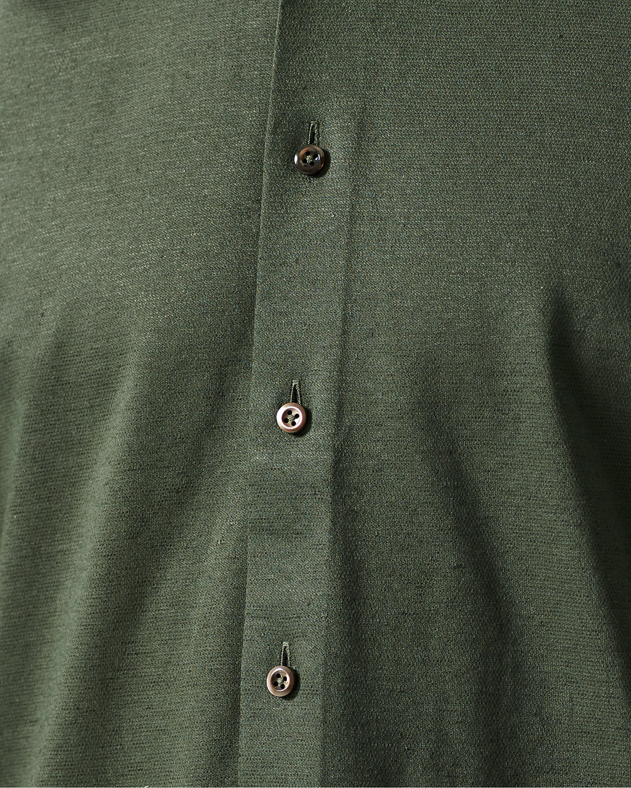 Heren | Overhemden | Stenströms | Cotton/Linen Short Sleeve Shirt Green