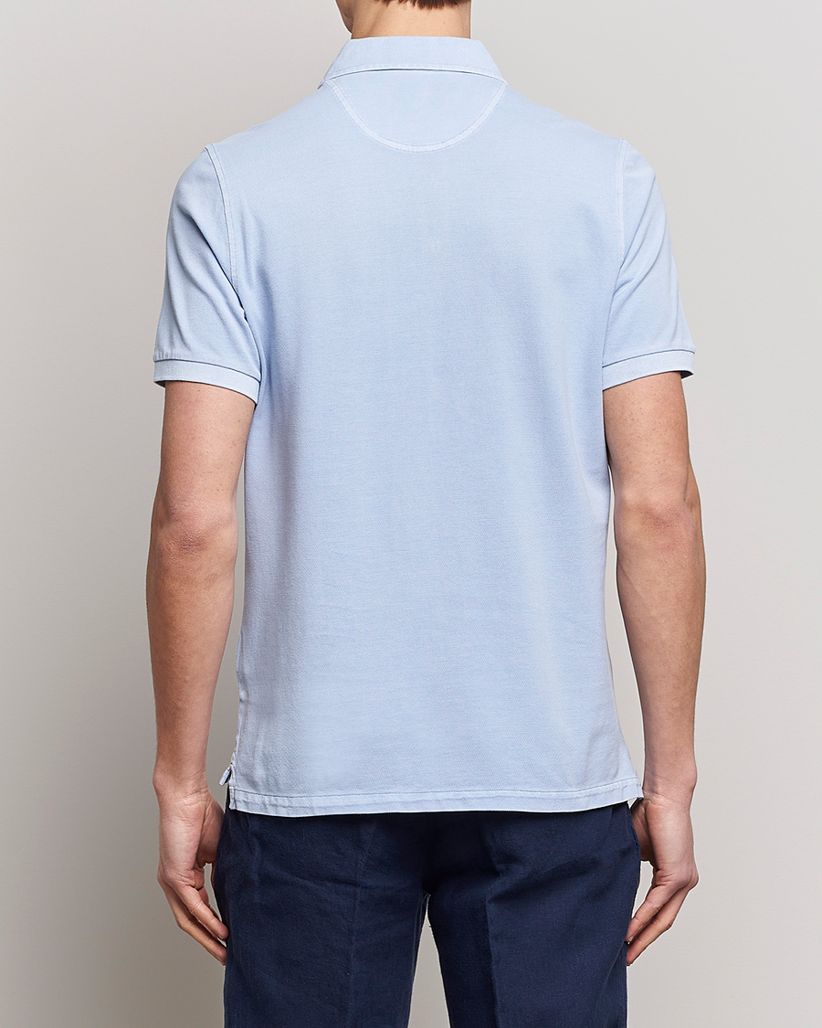 Heren | Polo's | Stenströms | Pigment Dyed Cotton Polo Shirt Light Blue
