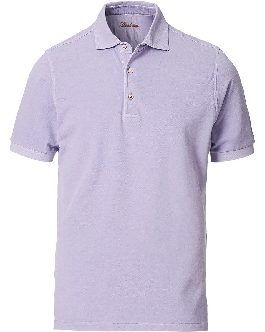 Heren | Polo's | Stenströms | Pigment Dyed Cotton Polo Shirt Purple