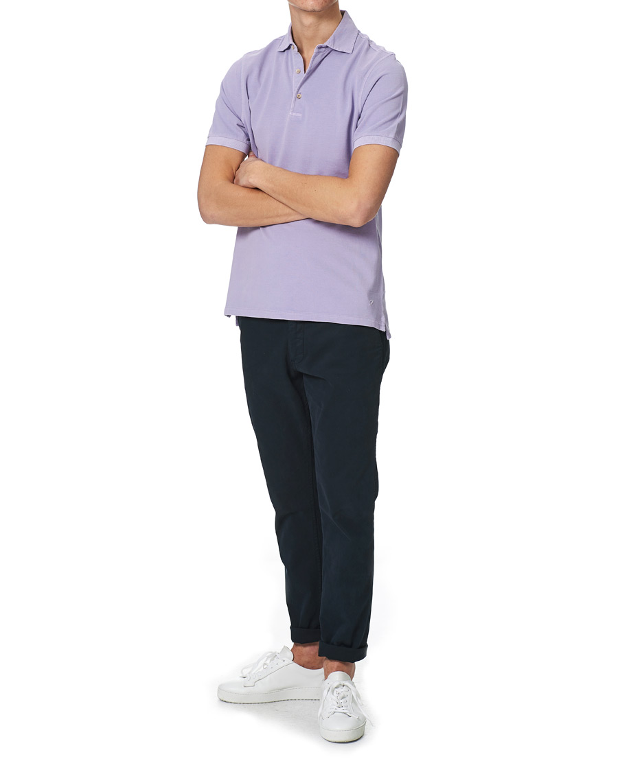 Heren | Polo's | Stenströms | Pigment Dyed Cotton Polo Shirt Purple