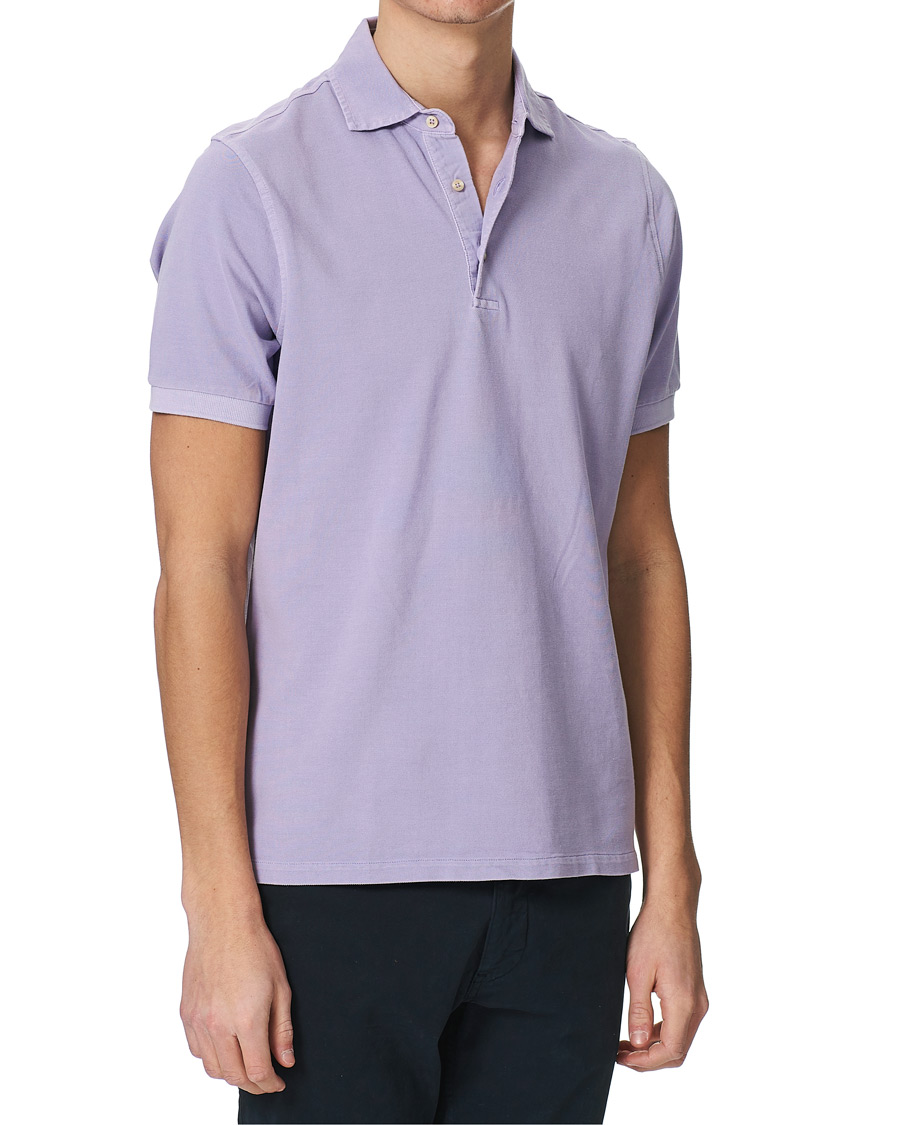 Heren | Polo's | Stenströms | Pigment Dyed Cotton Polo Shirt Purple