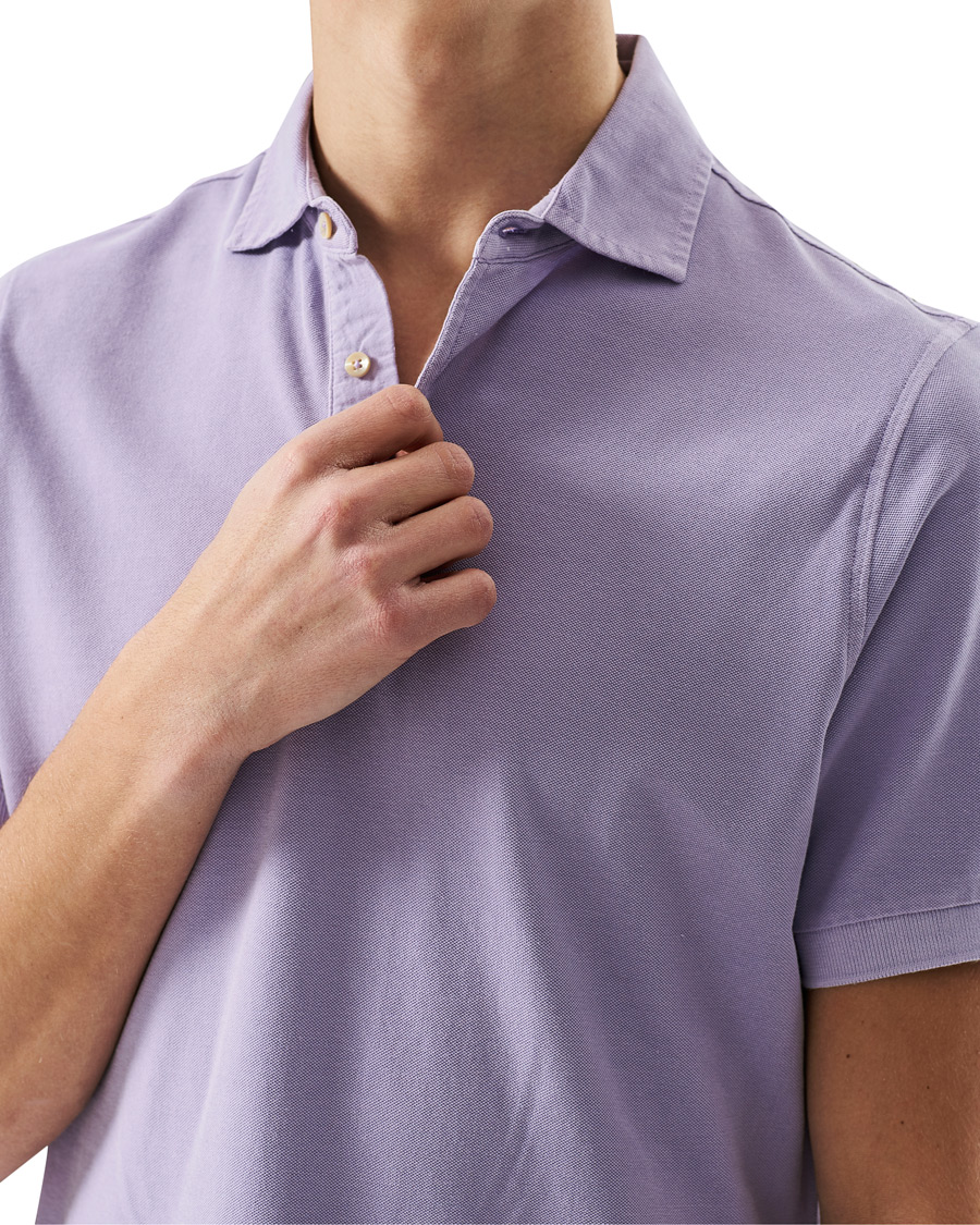 Heren | Polo's | Stenströms | Pigment Dyed Cotton Polo Shirt Purple