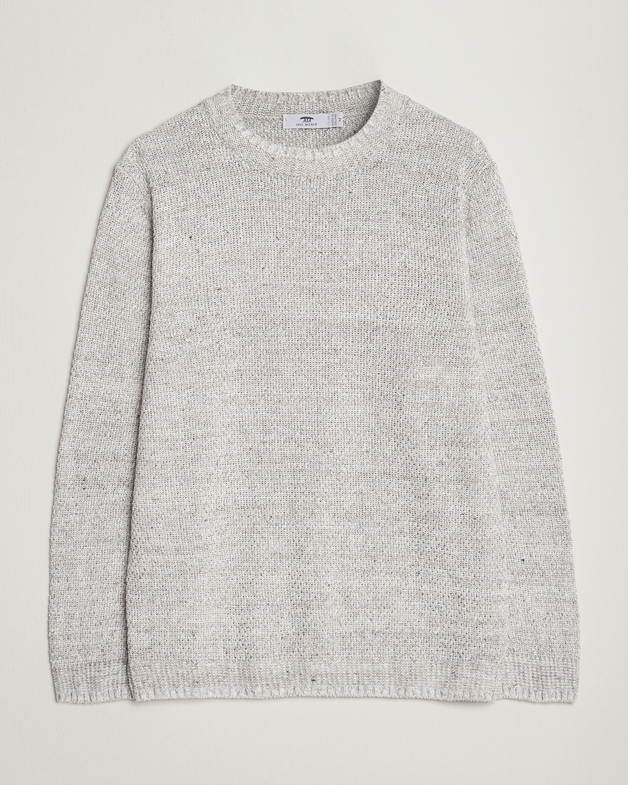 Heren | Truien | Inis Meáin | Moss Stiched Linen Crew Neck Cream
