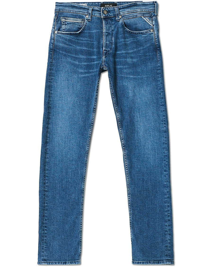 Heren | Jeans | Replay | Grover Straight Fit Clouds Jeans Medium Blue