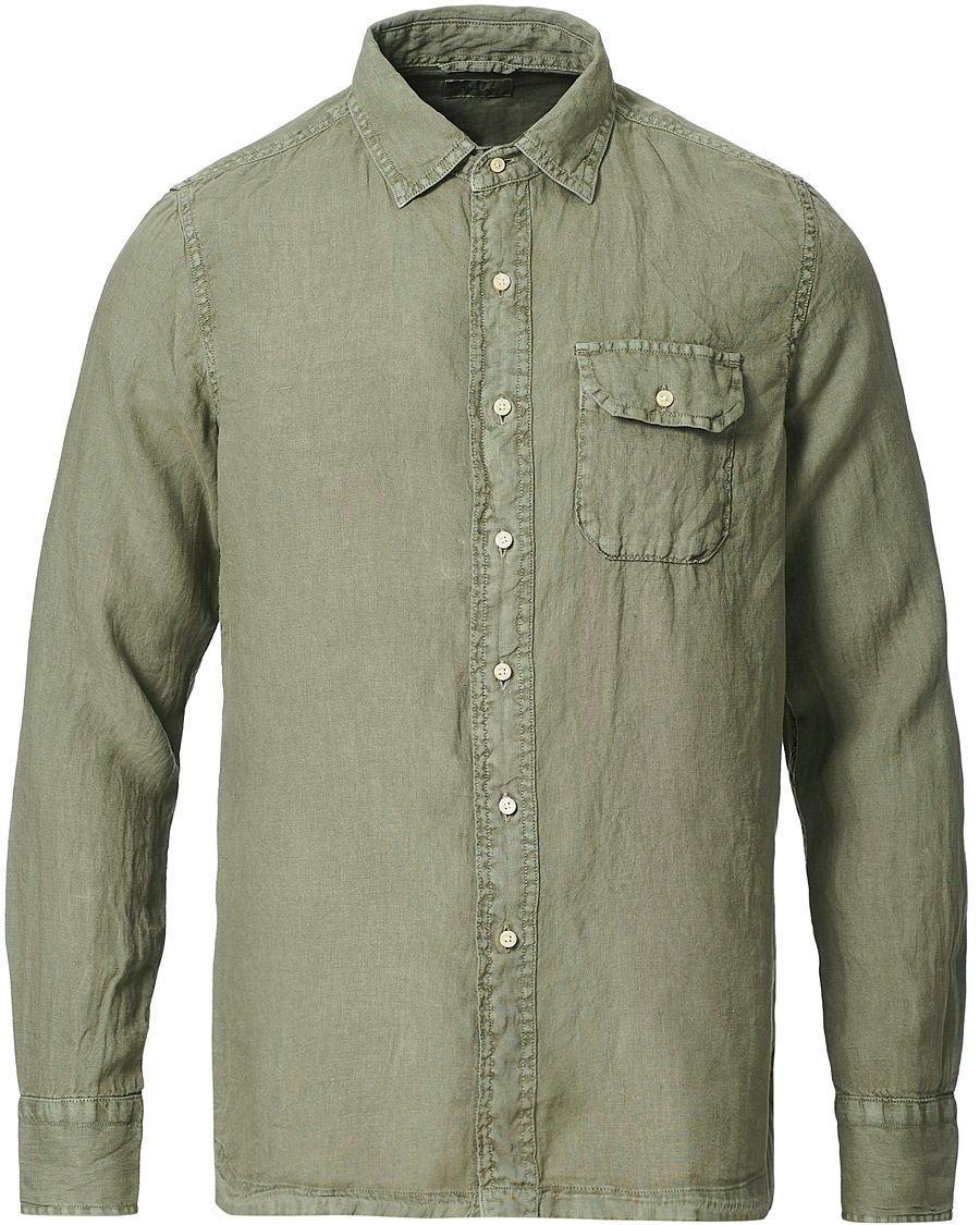 Heren | Overhemden | Replay | Pocket Linen Shirt Sage Green