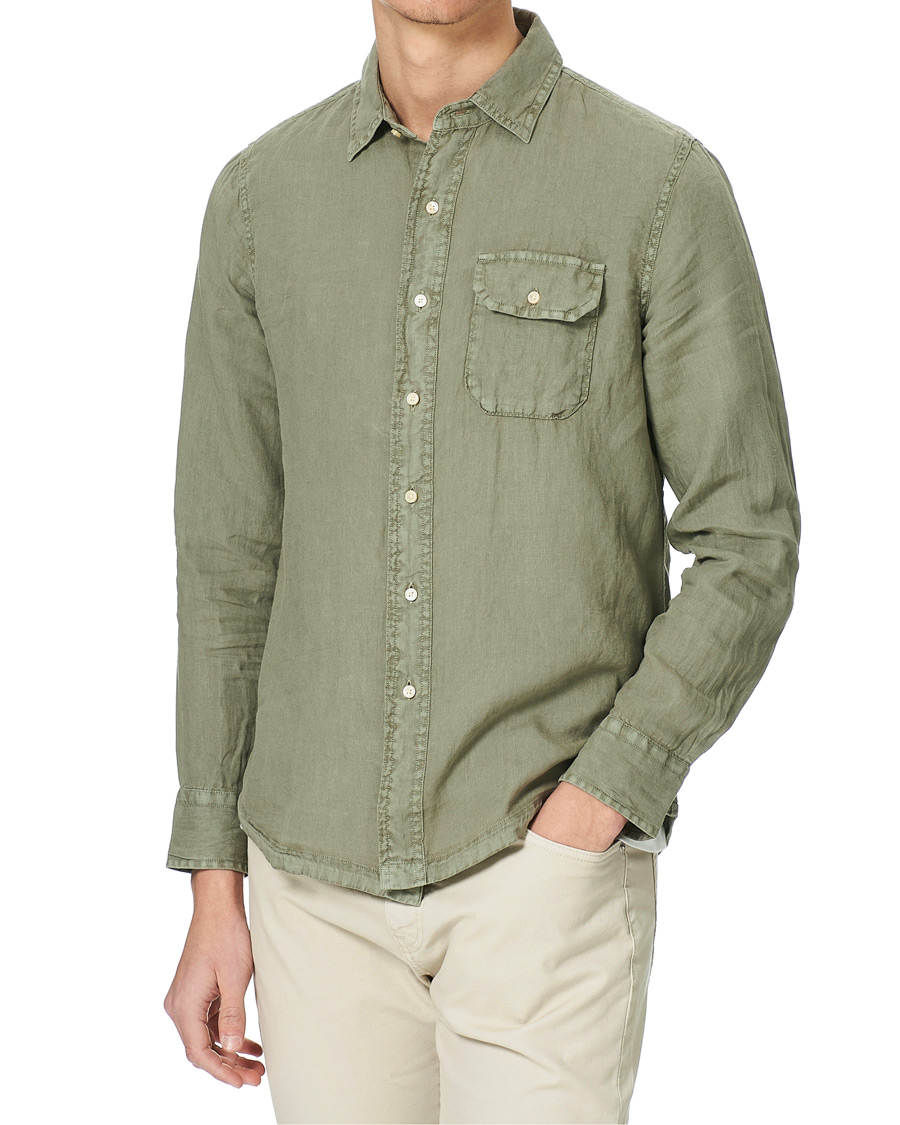 Heren | Overhemden | Replay | Pocket Linen Shirt Sage Green