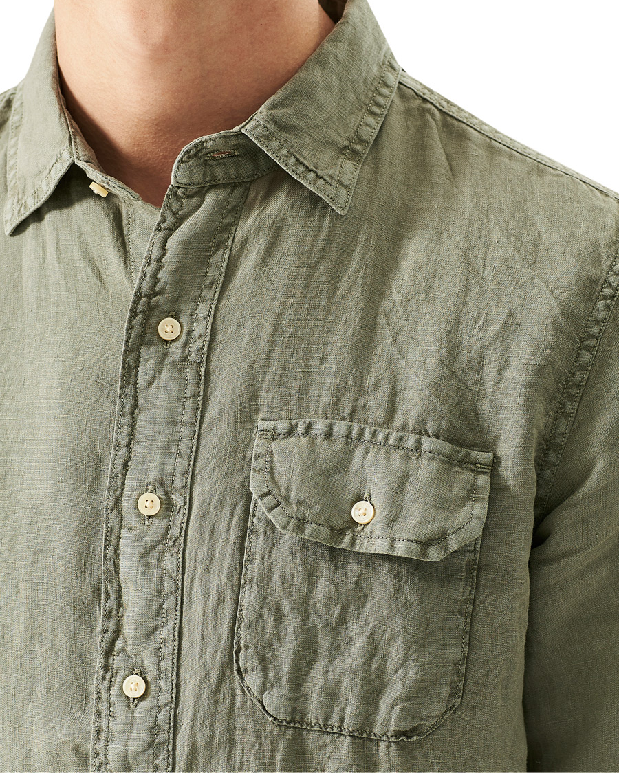 Heren | Overhemden | Replay | Pocket Linen Shirt Sage Green