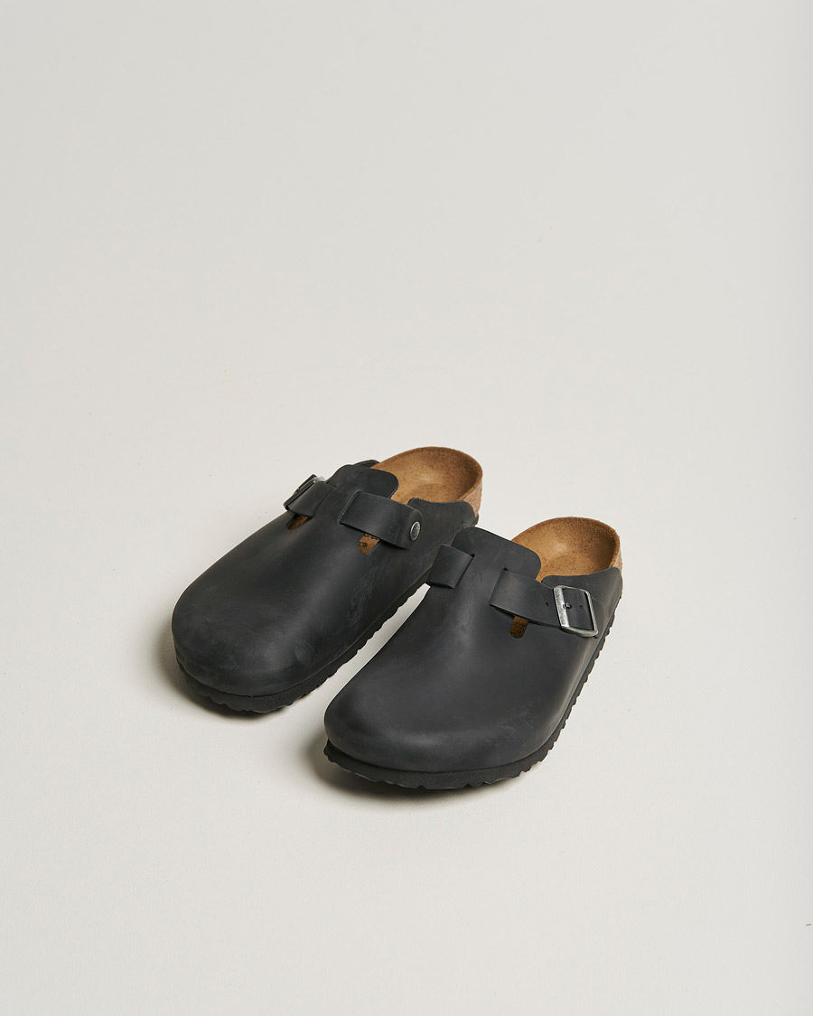 Heren | Sandalen slides | BIRKENSTOCK | Boston Classic Footbed Black Oiled Leather