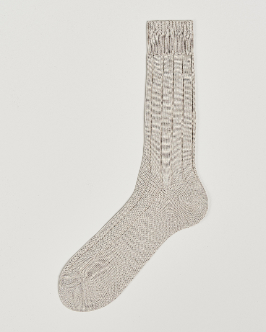 Heren | Ondergoed | Bresciani | Wide Ribbed Cotton Socks Off White