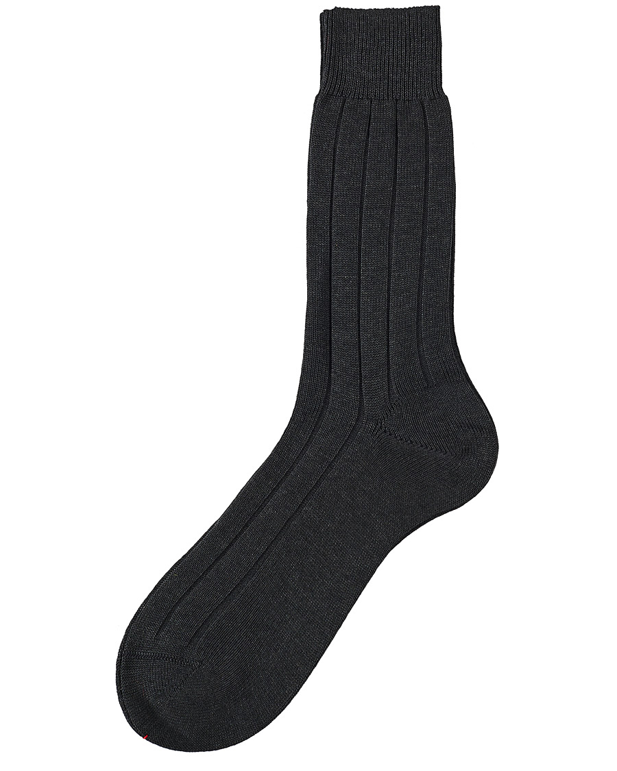 Heren | Ondergoed | Bresciani | Wide Ribbed Cotton Socks Charcoal