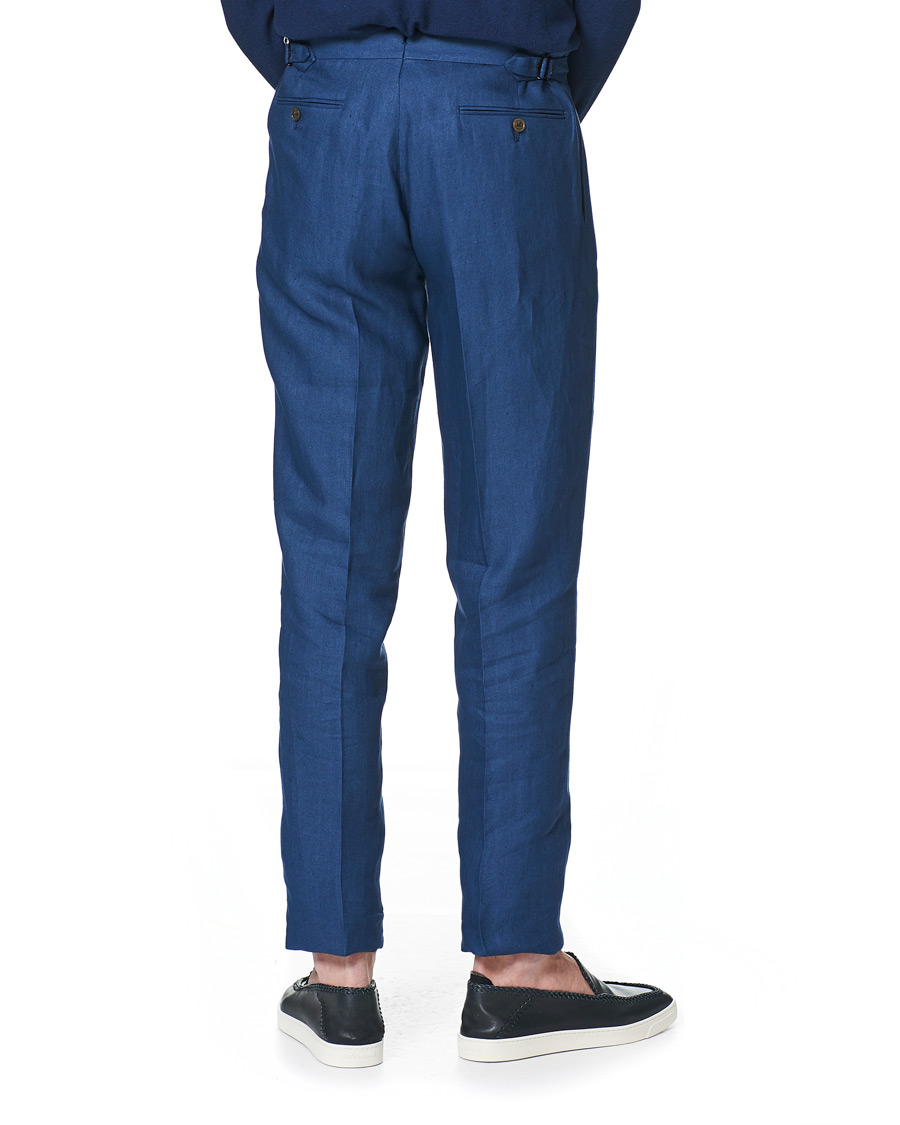 Heren | Broeken | Ralph Lauren Purple Label | Linen Trousers Medium Blue