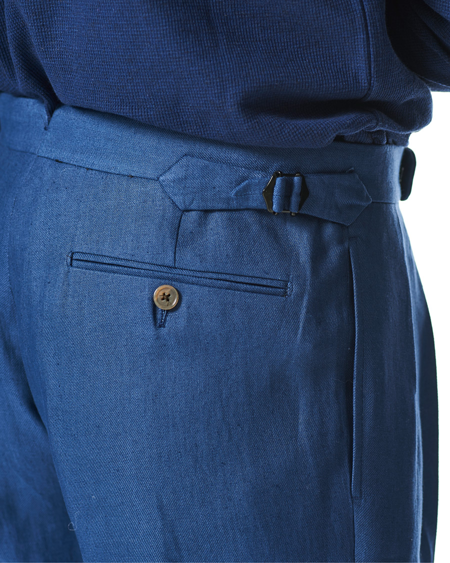 Heren | Broeken | Ralph Lauren Purple Label | Linen Trousers Medium Blue