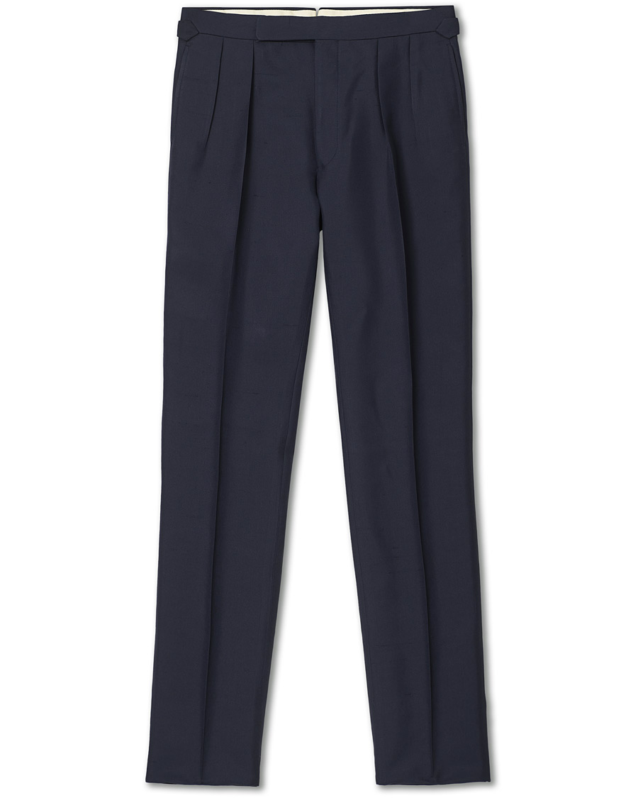 Heren | Broeken | Ralph Lauren Purple Label | Shantung Silk Trousers Navy
