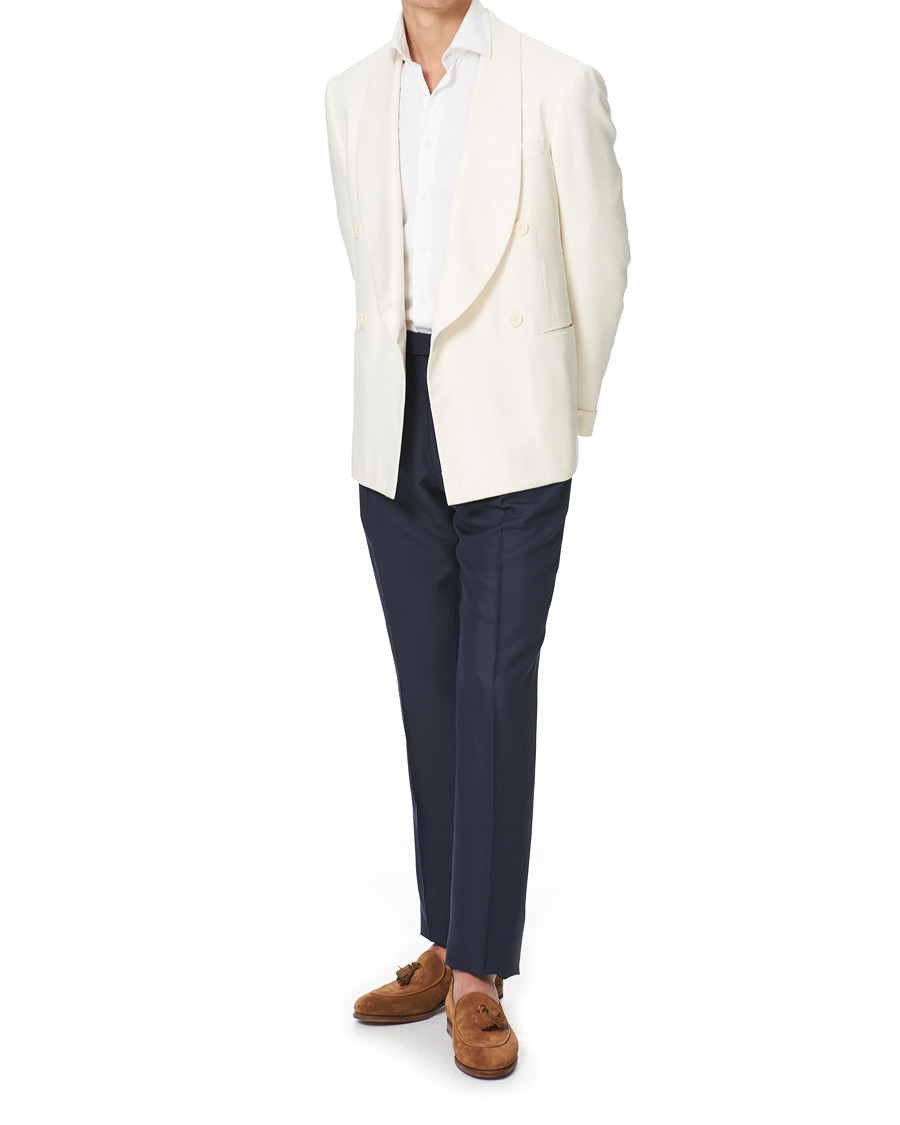 Heren | Broeken | Ralph Lauren Purple Label | Shantung Silk Trousers Navy