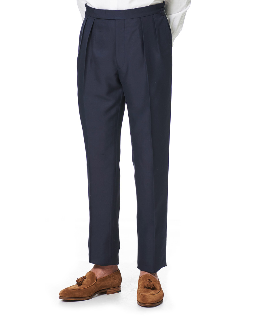 Heren | Broeken | Ralph Lauren Purple Label | Shantung Silk Trousers Navy
