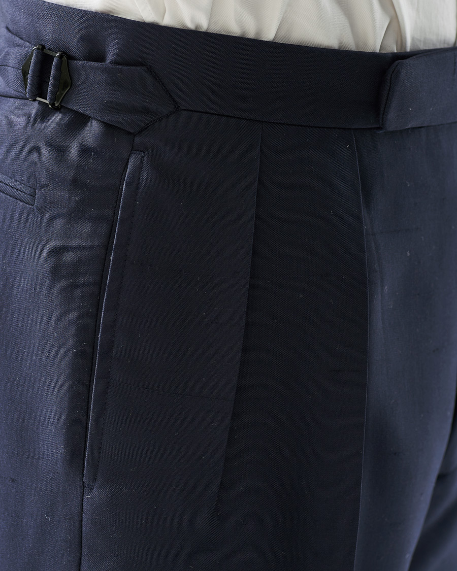 Heren | Broeken | Ralph Lauren Purple Label | Shantung Silk Trousers Navy