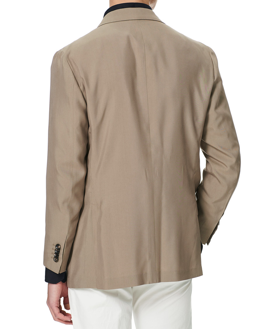 Heren | Blazers | Kiton | Washed Silk Double Breasted Blazer Beige