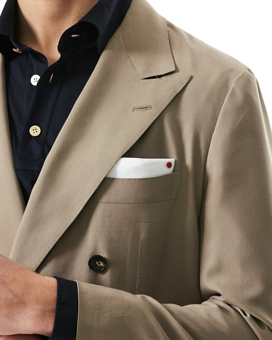 Heren | Blazers | Kiton | Washed Silk Double Breasted Blazer Beige