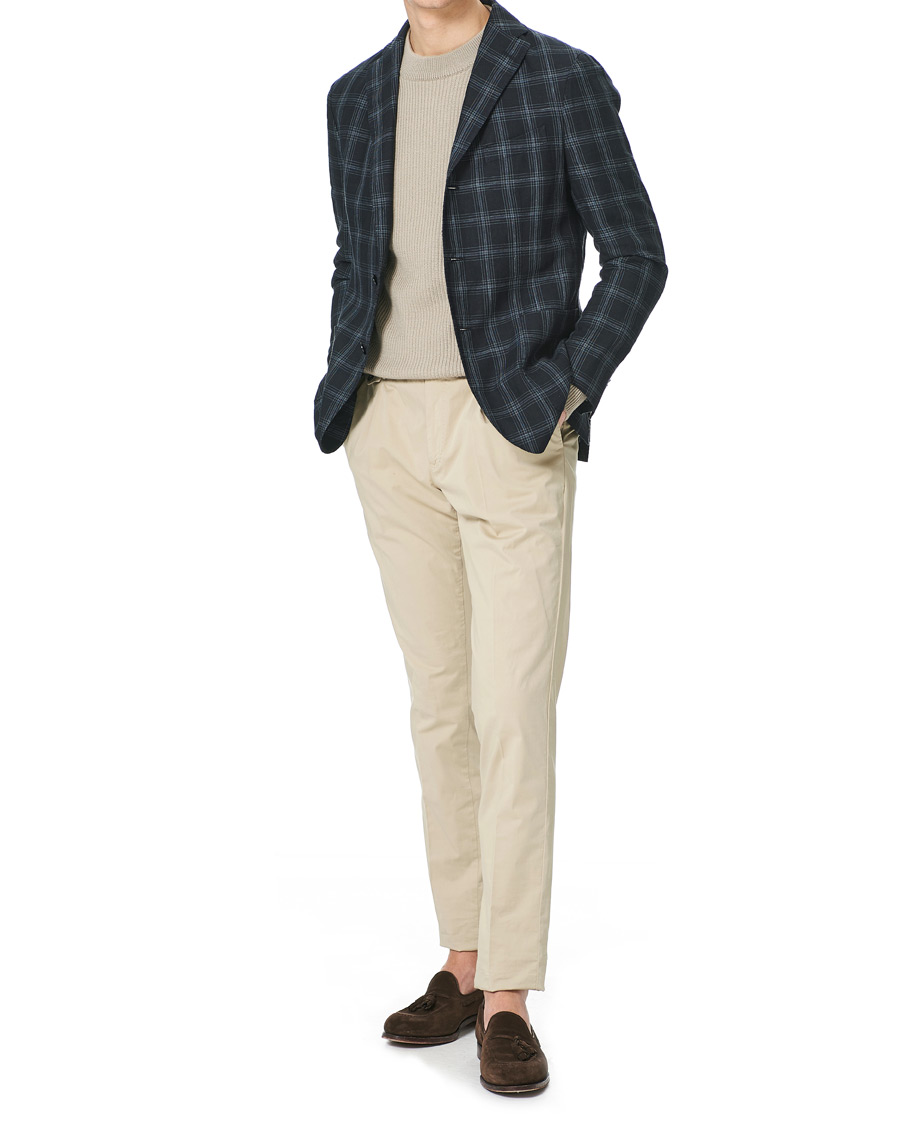 Heren | Blazers | Boglioli | K Jacket Wool/Linen Overcheck Blazer Navy