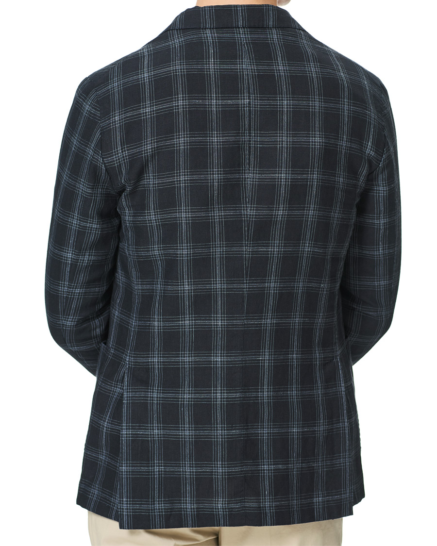 Heren | Blazers | Boglioli | K Jacket Wool/Linen Overcheck Blazer Navy
